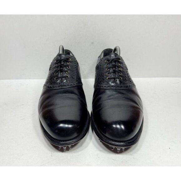 Vintage Footjoy Classics Dry Black Leather Woven Golf Shoes 51472 Mens Sz 9 D - Picture 2 of 8